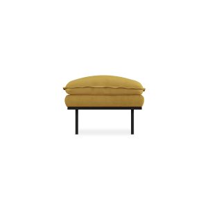 Retro sofa: hocker, linen, burnt ochre