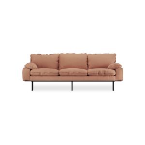 Retro sofa: 3-seats, linen, dusty rose