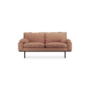 Retro sofa: 2-seats, linen, dusty rose