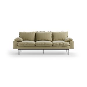 Retro sofa: 3-seats, knotted, sage