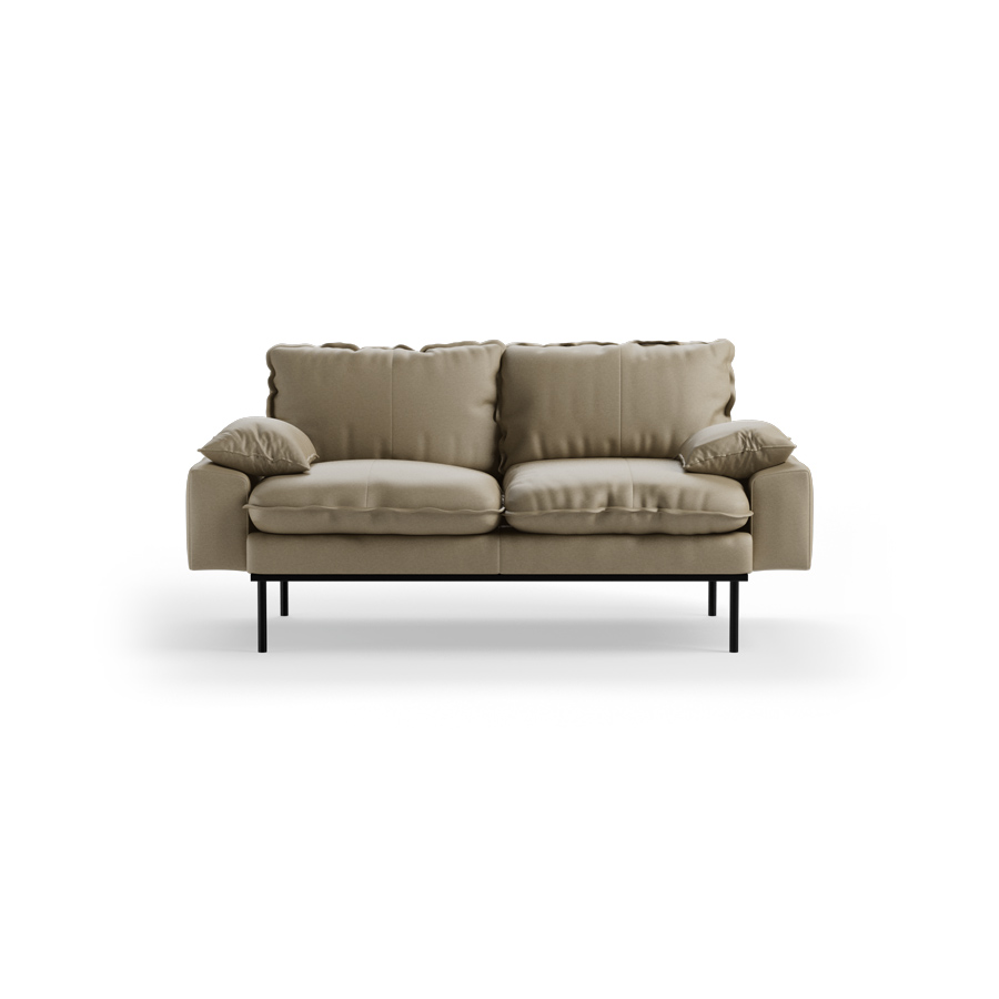 Retro sofa: 2-seats, deco, pebble