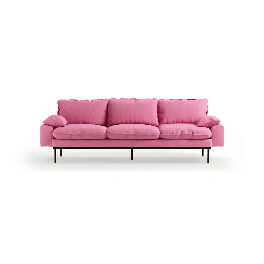 Retro sofa: 4-seats, cotton, candy