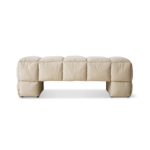 Puffy lobby bench, pebble