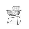 Metal wire chair with arms black - Image 2