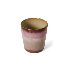 Alternative view of 70s ceramics: coffee mug, bloom