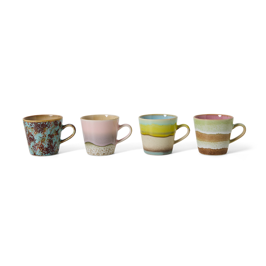 70s ceramics: americano mugs, rococo (set of 4) - Image 2