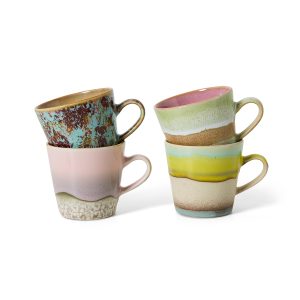 70s ceramics: americano mugs, rococo (set of 4)