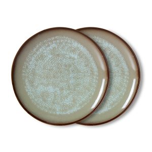 70s ceramics: dinner plates, contrast (set of 2)