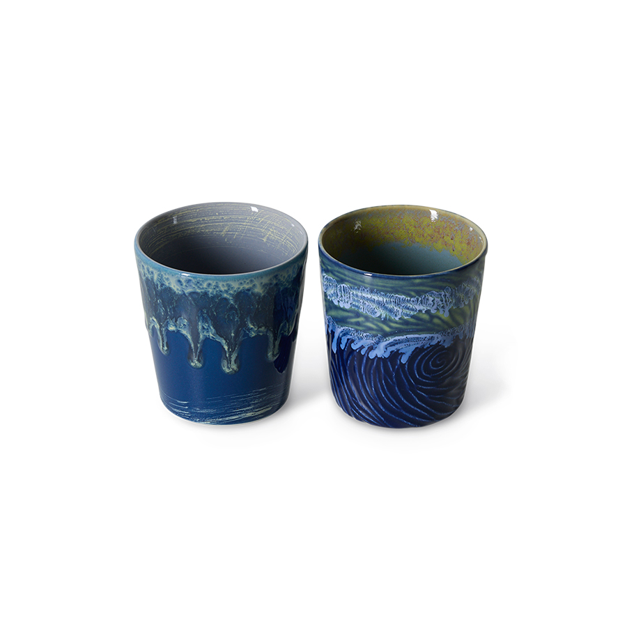 70s ceramics: Van Gogh coffee mugs, starry night (set of 2) - Image 2