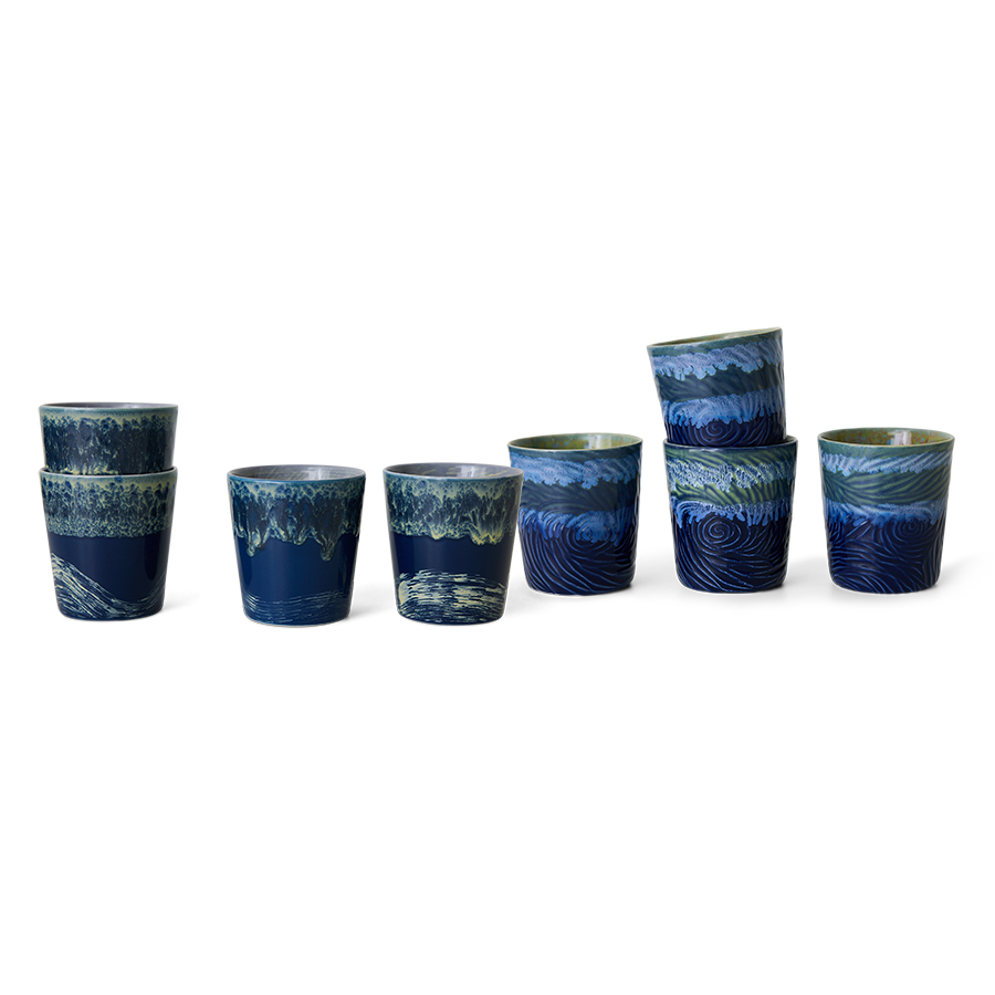 70s ceramics: Van Gogh coffee mugs, starry night (set of 2) - Image 4