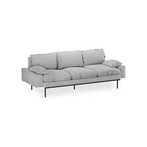 Alternative view of Retro sofa: 3-seats, corduroy rib, cream