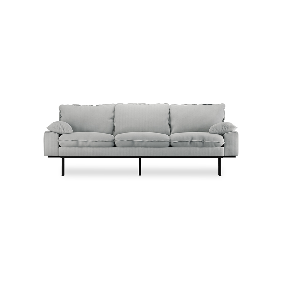 Retro sofa: 3-seats, corduroy rib, cream