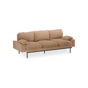 Alternative view of Retro sofa: 3-seats, corduroy rib, brown