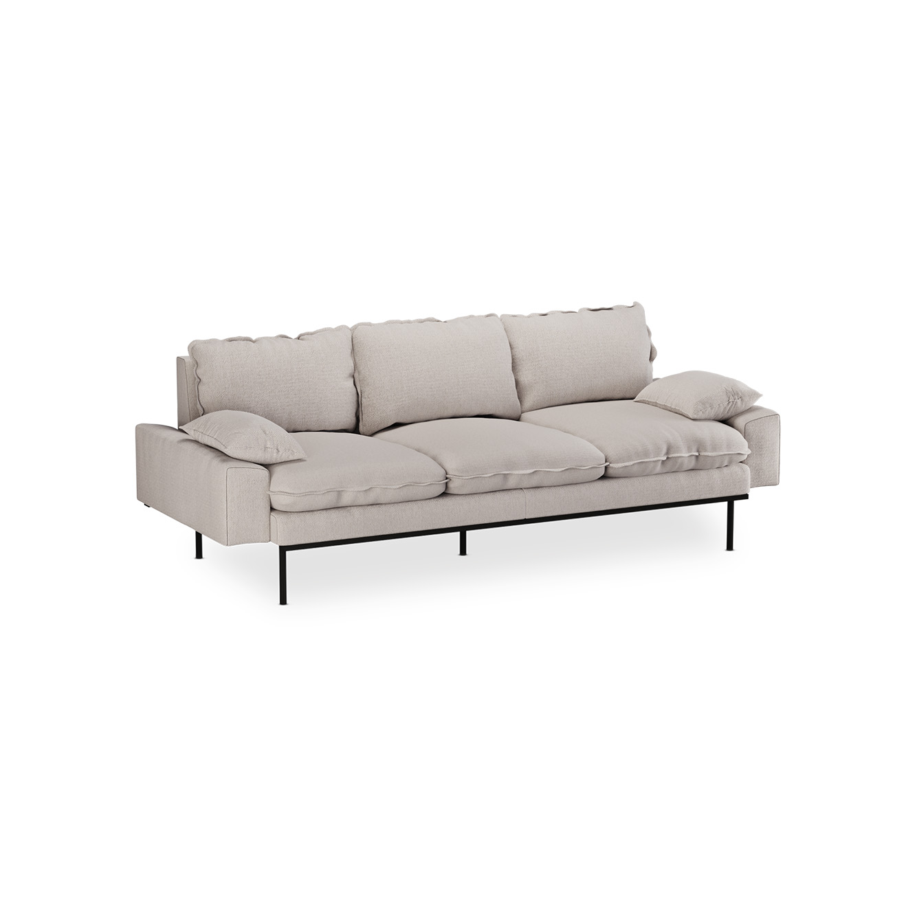 Retro sofa: 3-seats, cosy, beige - Image 2
