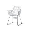 Metal wire chair with arms silver - Image 2