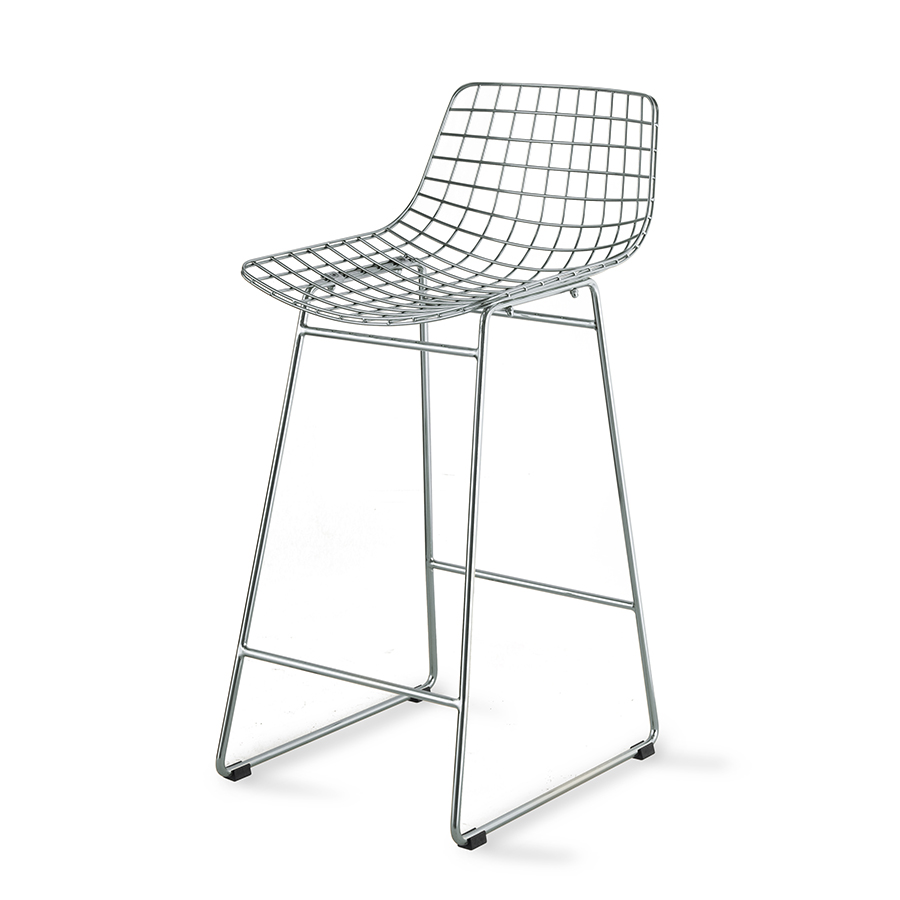 Metal wire bar stool silver - Image 2