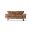 Retro sofa: 2-seats, corduroy velvet, aged gold
