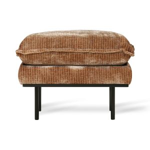 Retro sofa: hocker, corduroy velvet, aged gold