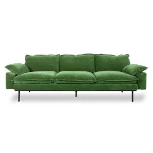 Retro sofa: 4-seats, royal velvet, green