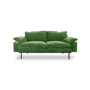 Retro sofa: 2-seats, royal velvet, green
