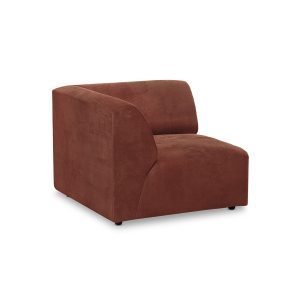 Alternative view of Jax couch: element left end, royal velvet, magnolia