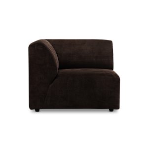 Jax couch: element left corner, royal velvet, espresso