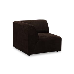 Alternative view of Jax couch: element left end, royal velvet, espresso