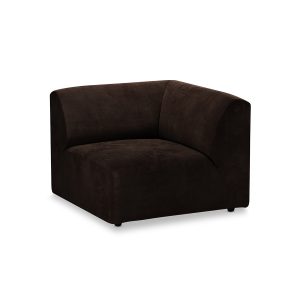Alternative view of Jax couch: element right end, royal velvet, espresso
