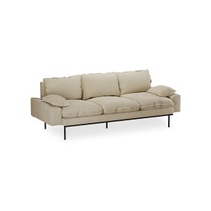 Alternative view of Retro sofa: 3-seats, corduroy rib, hay
