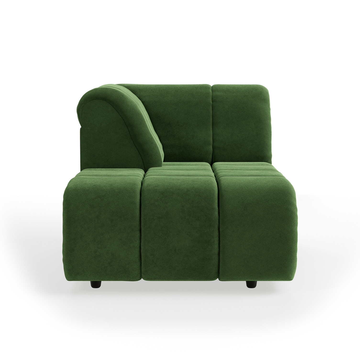 Wave couch: element left divan, royal velvet green