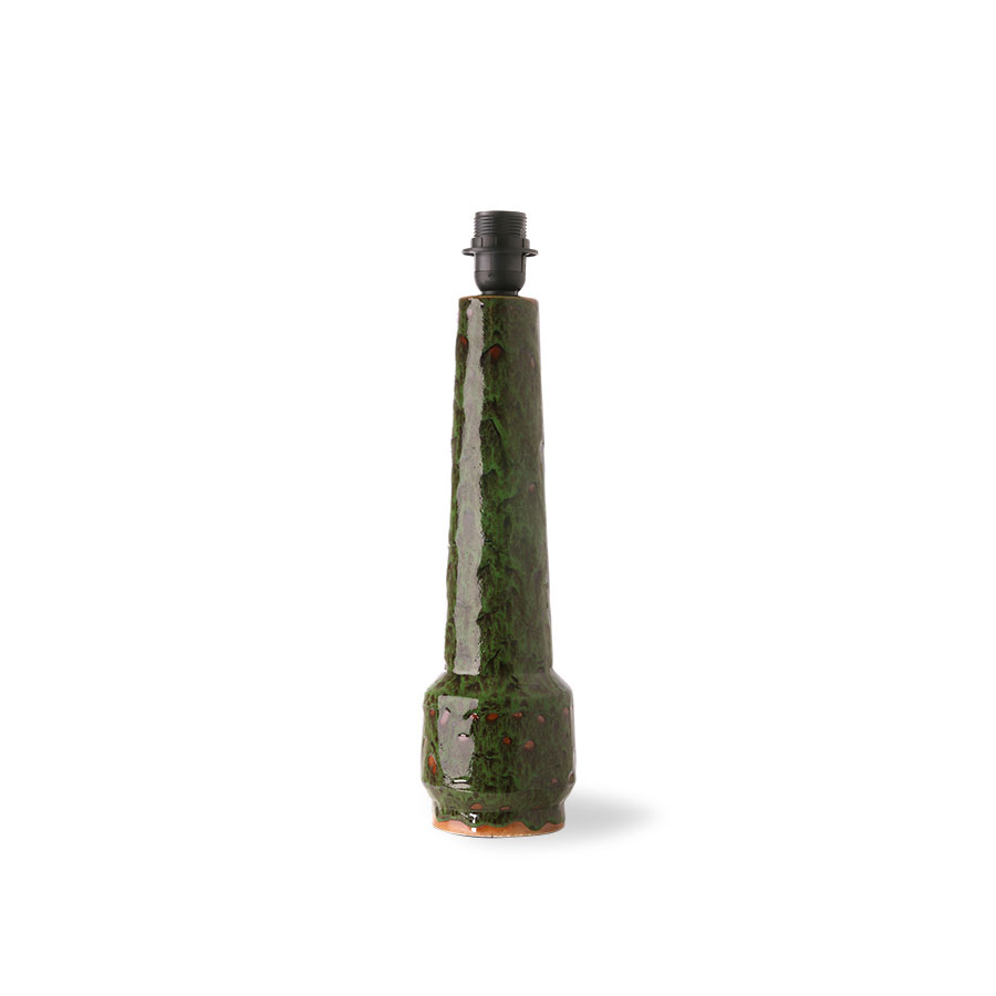 Retro stoneware lamp base green