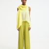 Parthenis – Knitted Perforated Shawl – Lime – One Size