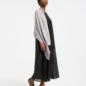 Parthenis – Knitted Perforated Shawl – Silver – One Size